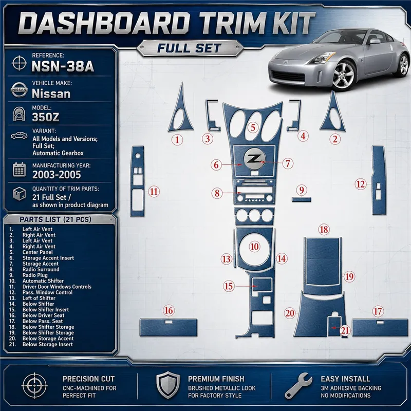 Nissan Z350 2003-2005 3D Cockpit Dekor Interieurleisten Set Full Set / as shown in product diagram-teilig
