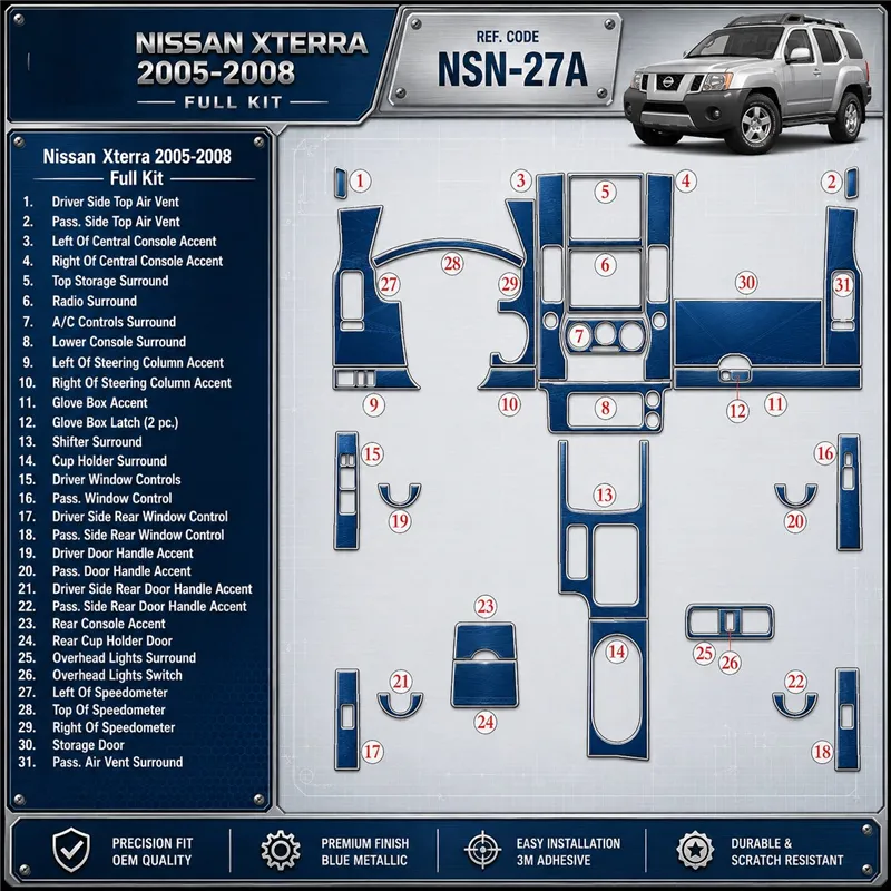Nissan Xterra 2005-2008 3D Cockpit Dekor Interieurleisten Set Full Set / as shown in product diagram-teilig