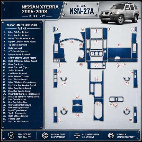 Nissan Xterra 2005-2008 3D Cockpit Dekor Interieurleisten Set Full Set / as shown in product diagram-teilig