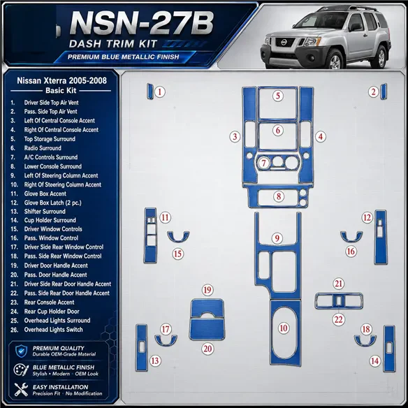 Nissan Xterra 2005-2008 3D Cockpit Dekor Interieurleisten Set Basic Set / as shown in product diagram-teilig