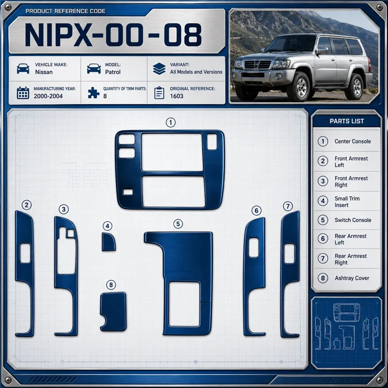 Nissan Patrol 2000-2004 3D Cockpit Dekor Interieurleisten Set 8-teilig