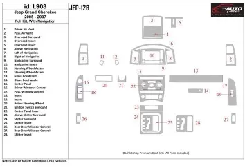 Jeep Grand Cherokee 2005-2007 Voll Satz, With NAVI BD innenausstattung armaturendekor cockpit dekor
