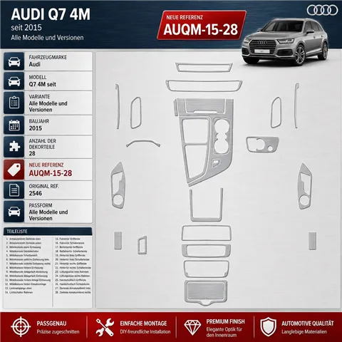 Audi Q7 4M seit 2015 3D Cockpit Dekor Interieurleisten Set 28-teilig