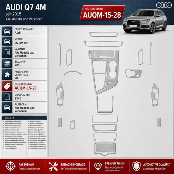 Audi Q7 4M seit 2015 3D Cockpit Dekor Interieurleisten Set 28-teilig