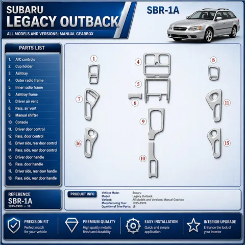 Subaru Legacy Outback 1995-1999 3D Cockpit Dekor Interieurleisten Set 18-teilig