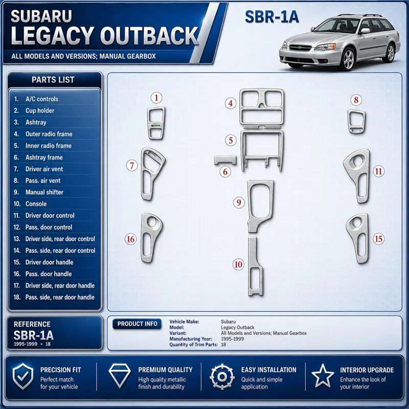 Subaru Legacy Outback 1995-1999 3D Cockpit Dekor Interieurleisten Set 18-teilig