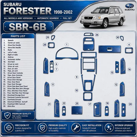 Subaru Forester 1998-2002 3D Cockpit Dekor Interieurleisten Set 30-teilig