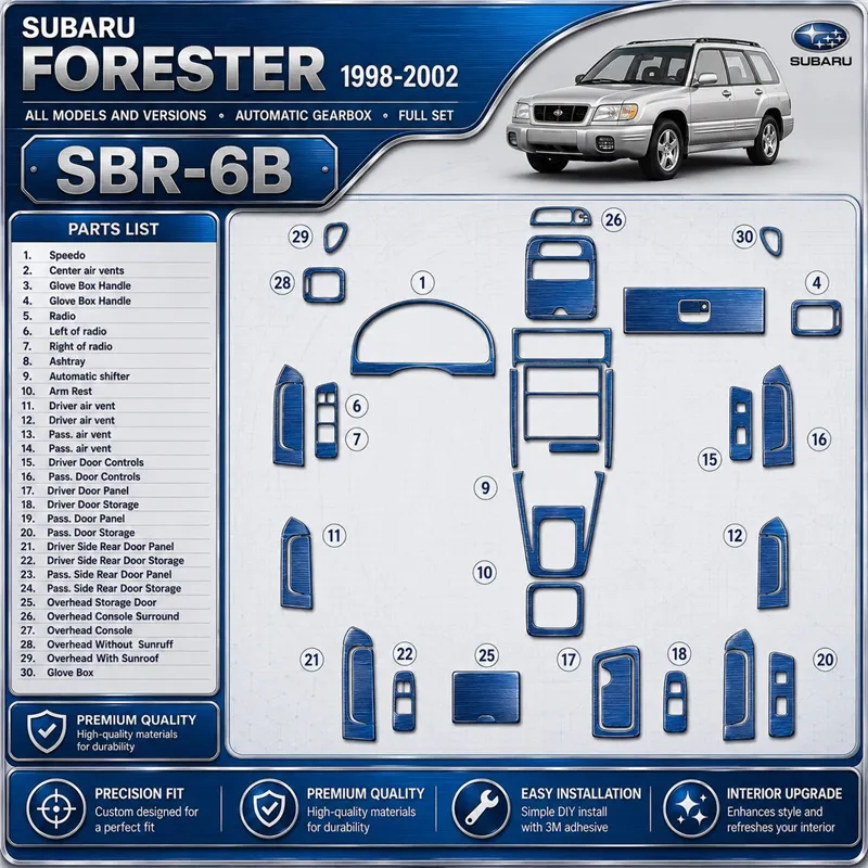 Subaru Forester 1998-2002 3D Cockpit Dekor Interieurleisten Set 30-teilig