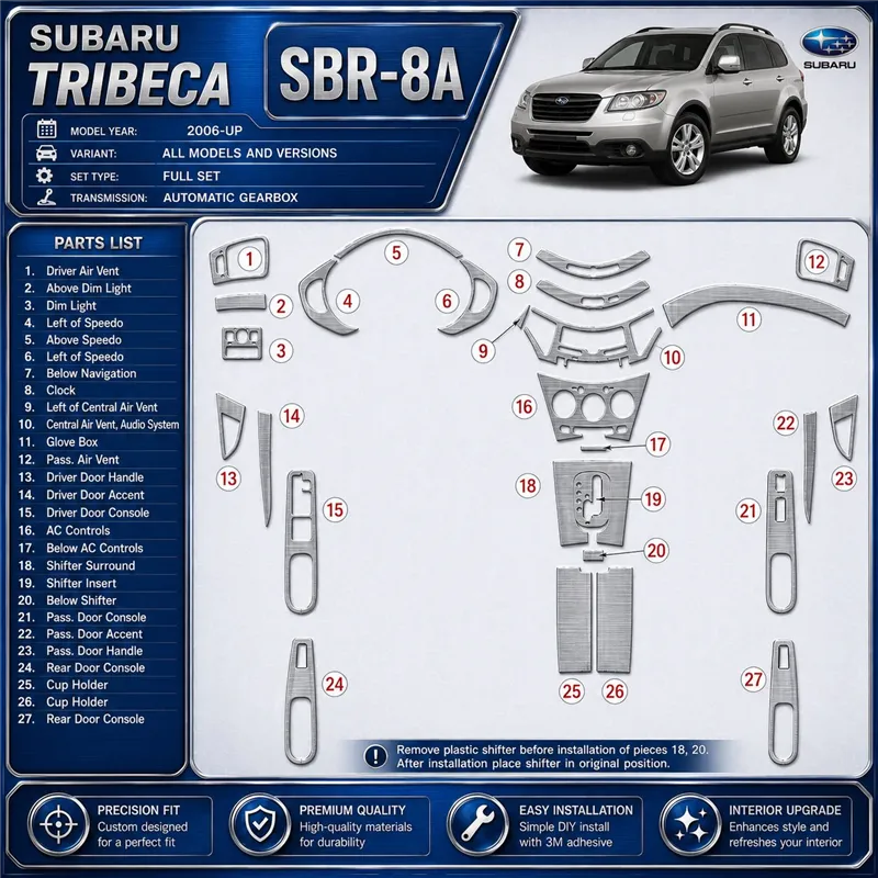 Subaru Tribeca 2006-heute 3D Cockpit Dekor Interieurleisten Set Full Set / as shown in product diagram-teilig