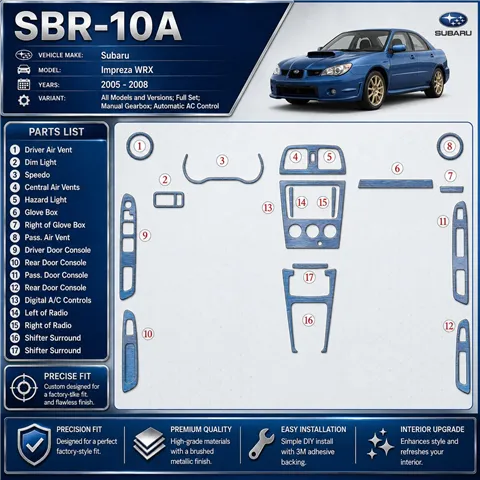 Subaru Impreza WRX 2005-2008 3D Cockpit Dekor Interieurleisten Set Full Set / as shown in product diagram-teilig