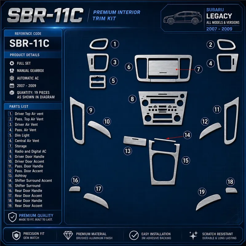 Subaru Legacy 2007-2009 3D Cockpit Dekor Interieurleisten Set Full Set / as shown in product diagram-teilig