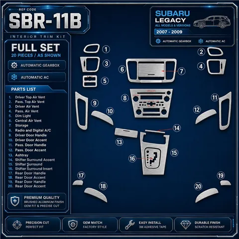 Subaru Legacy 2007-2009 3D Cockpit Dekor Interieurleisten Set Full Set / as shown in product diagram-teilig