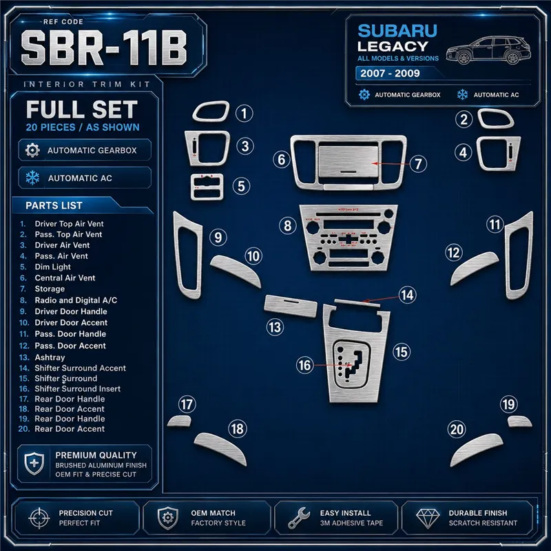 Subaru Legacy 2007-2009 3D Cockpit Dekor Interieurleisten Set Full Set / as shown in product diagram-teilig