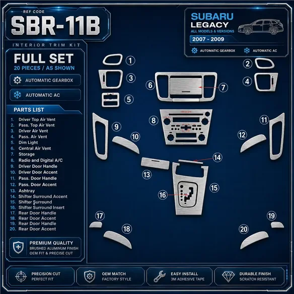 Subaru Legacy 2007-2009 3D Cockpit Dekor Interieurleisten Set Full Set / as shown in product diagram-teilig