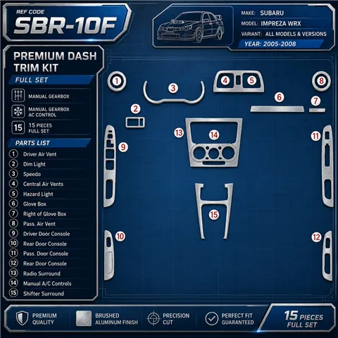 Subaru Impreza WRX 2005-2008 3D Cockpit Dekor Interieurleisten Set Full Set / as shown in product diagram-teilig