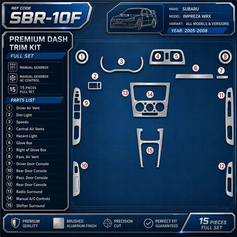 Subaru Impreza WRX 2005-2008 3D Cockpit Dekor Interieurleisten Set Full Set / as shown in product diagram-teilig