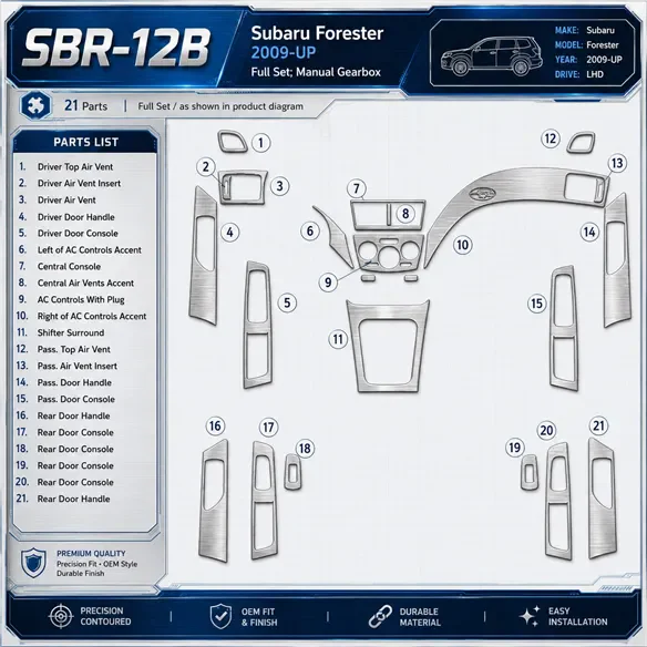 Subaru Forester 2009-heute 3D Cockpit Dekor Interieurleisten Set Full Set / as shown in product diagram-teilig