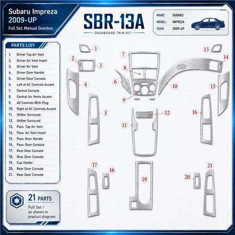 Subaru Impreza 2009-heute 3D Cockpit Dekor Interieurleisten Set Full Set / as shown in product diagram-teilig