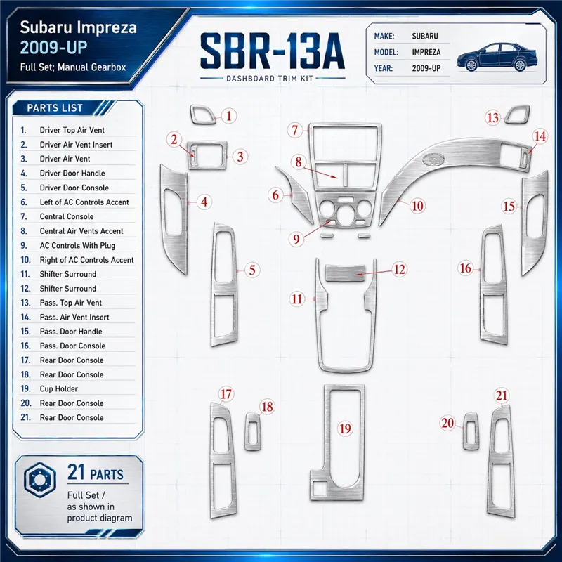 Subaru Impreza 2009-heute 3D Cockpit Dekor Interieurleisten Set Full Set / as shown in product diagram-teilig