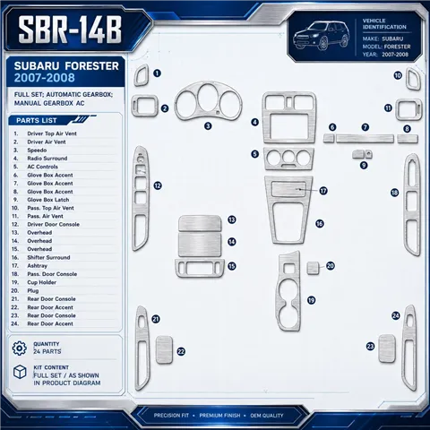 Subaru Forester 2007-2008 3D Cockpit Dekor Interieurleisten Set Full Set / as shown in product diagram-teilig