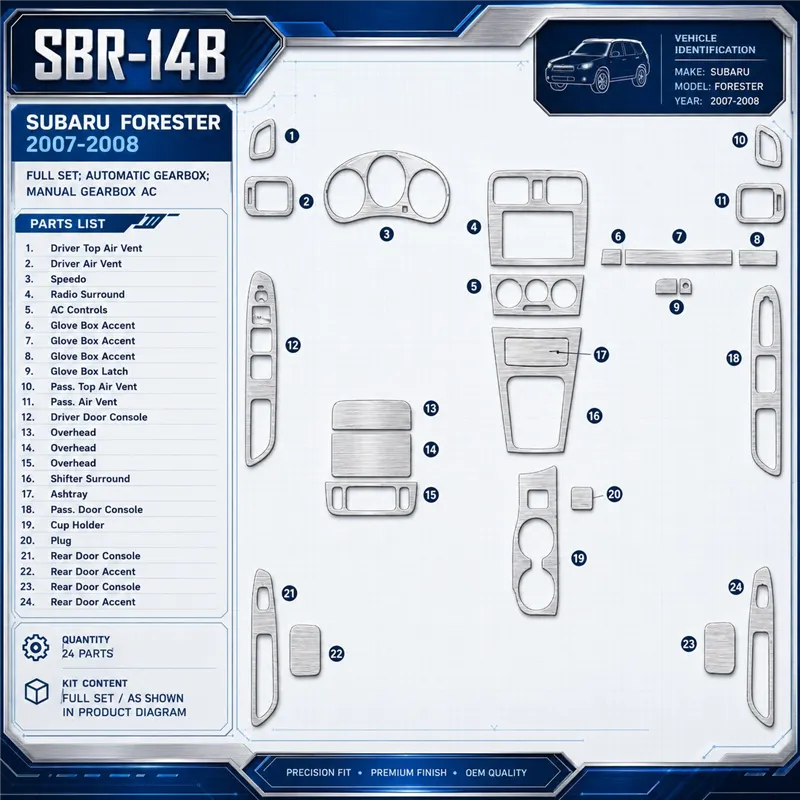 Subaru Forester 2007-2008 3D Cockpit Dekor Interieurleisten Set Full Set / as shown in product diagram-teilig