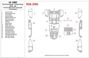 KIA Cerato Koup 2010-UP Voll Satz, Manual Gearbox AC, Automatic Gear BD innenausstattung armaturendekor cockpit dekor - 1- Cockp