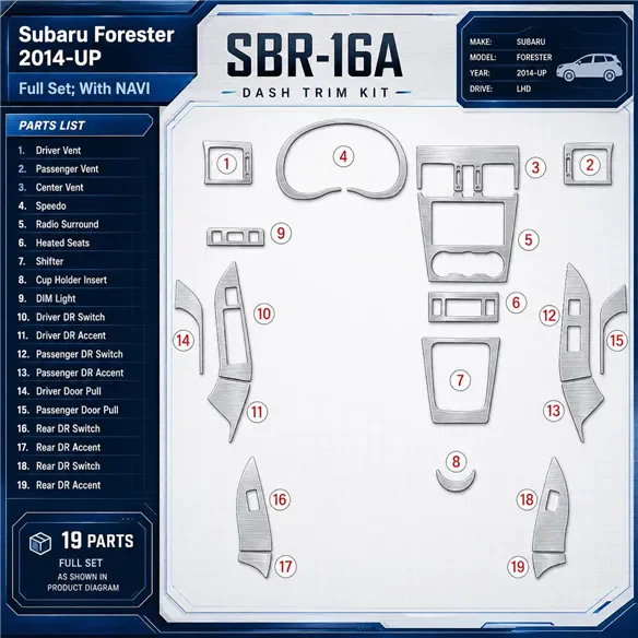 Subaru Forester 2014-heute 3D Cockpit Dekor Interieurleisten Set Full Set / as shown in product diagram-teilig