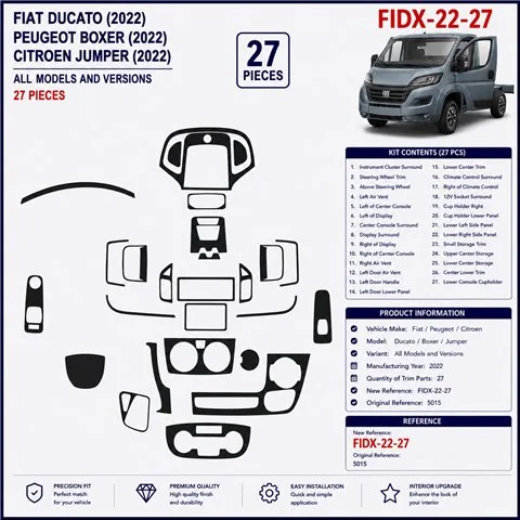 Fiat Ducato 2022 3D Armaturenbrett-Dekor-Set, 27 Teile 2