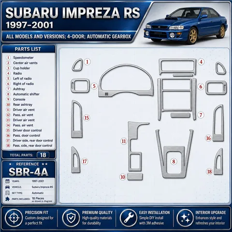 Subaru Impreza RS 1997-heute 3D Cockpit Dekor Interieurleisten Set 18-teilig