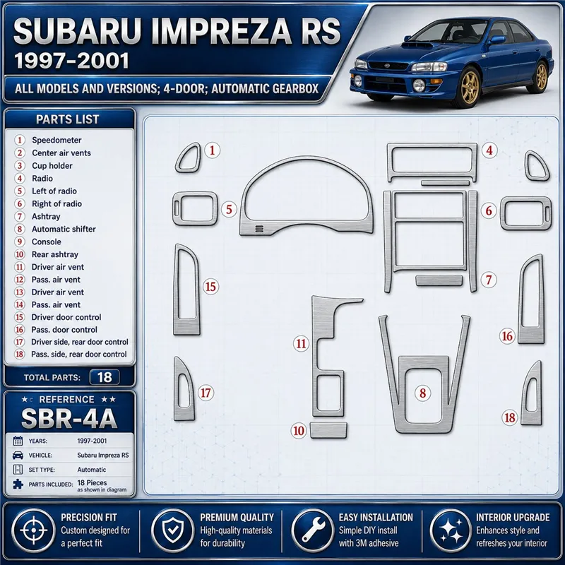 Subaru Impreza RS 1997-heute 3D Cockpit Dekor Interieurleisten Set 18-teilig