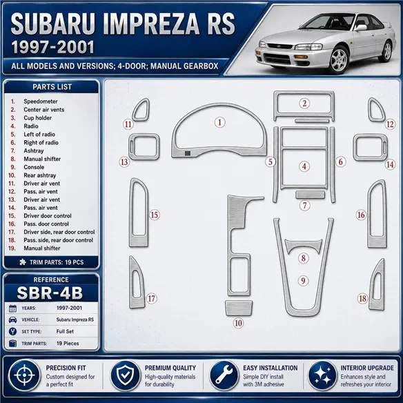 Subaru Impreza RS 1997-heute 3D Cockpit Dekor Interieurleisten Set 19-teilig