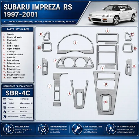 Subaru Impreza RS 1997-heute 3D Cockpit Dekor Interieurleisten Set 16-teilig