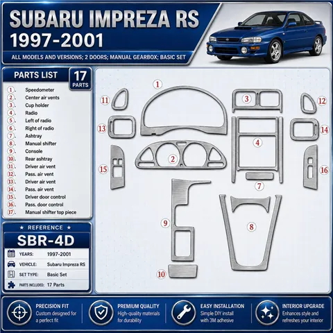 Subaru Impreza RS 1997-heute 3D Cockpit Dekor Interieurleisten Set 17-teilig