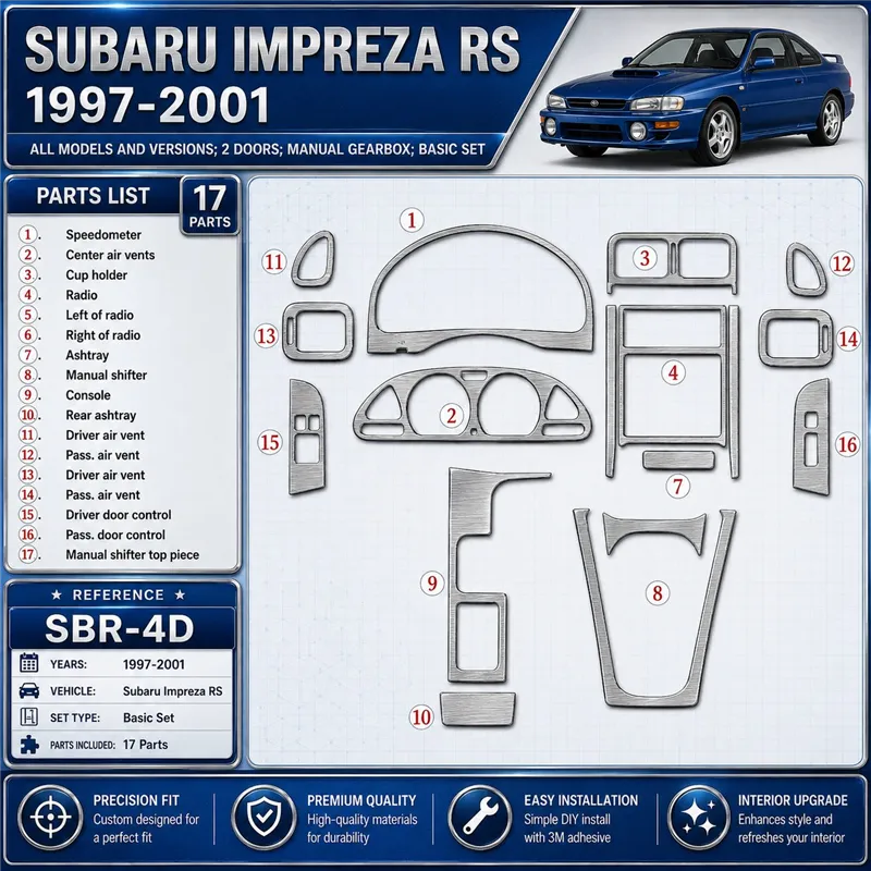 Subaru Impreza RS 1997-heute 3D Cockpit Dekor Interieurleisten Set 17-teilig