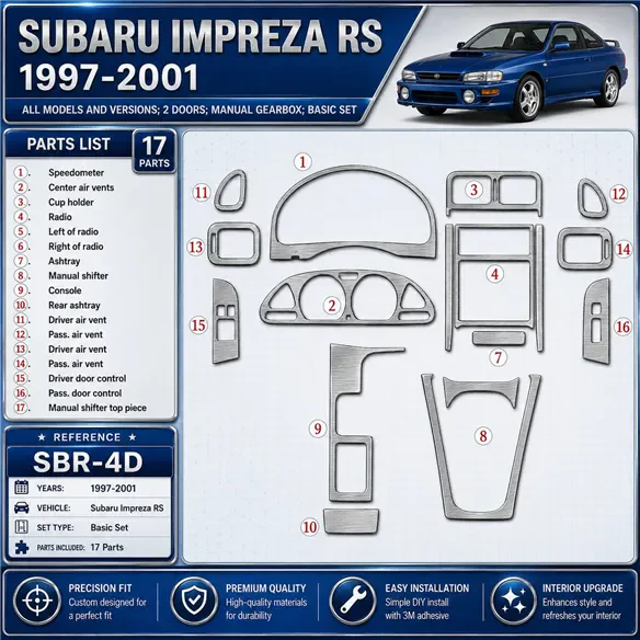 Subaru Impreza RS 1997-heute 3D Cockpit Dekor Interieurleisten Set 17-teilig