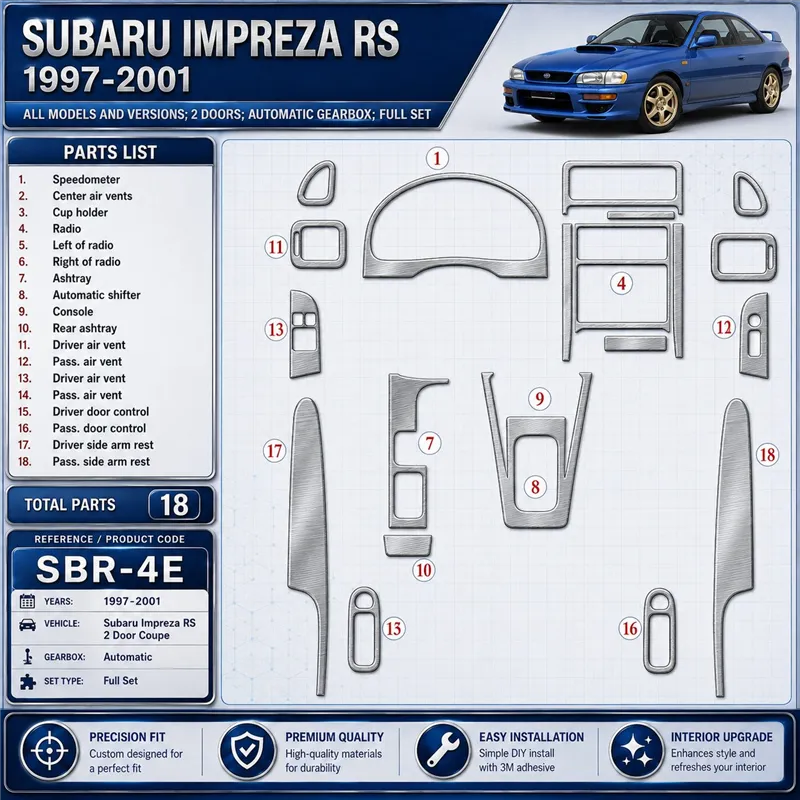 Subaru Impreza RS 1997-heute 3D Cockpit Dekor Interieurleisten Set 18-teilig