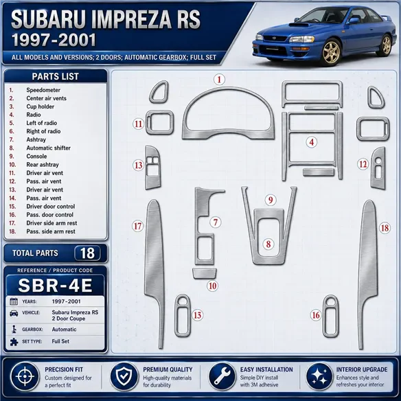 Subaru Impreza RS 1997-heute 3D Cockpit Dekor Interieurleisten Set 18-teilig