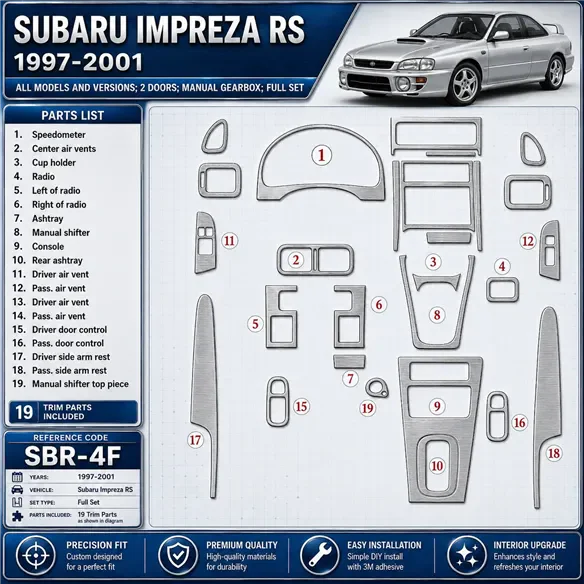 Subaru Impreza RS 1997-heute 3D Cockpit Dekor Interieurleisten Set 19-teilig