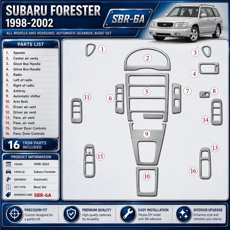 Subaru Forester 1998-2002 3D Cockpit Dekor Interieurleisten Set 16-teilig