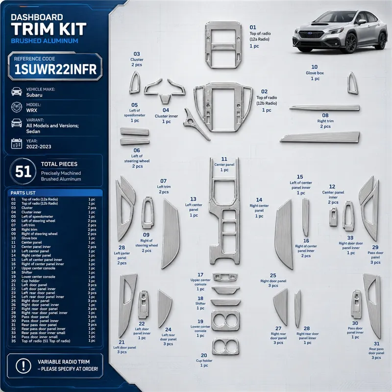 Subaru WRX 2022-2023 3D Cockpit Dekor Interieurleisten Set 51-teilig
