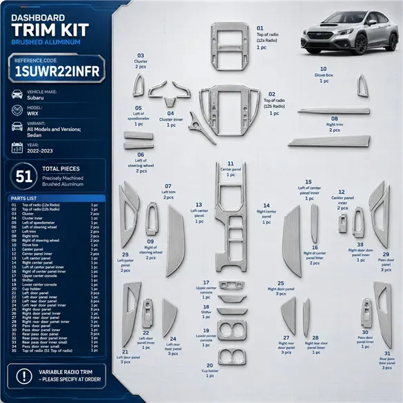Subaru WRX 2022-2023 3D Cockpit Dekor Interieurleisten Set 51-teilig
