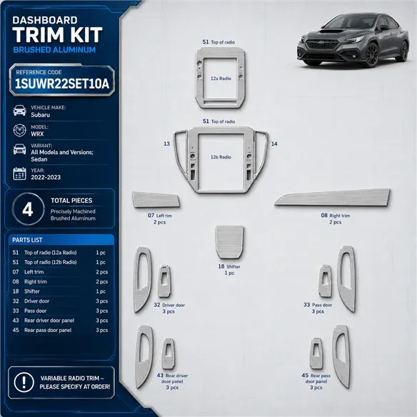 Subaru WRX 2022-2023 3D Cockpit Dekor Interieurleisten Set 14-teilig