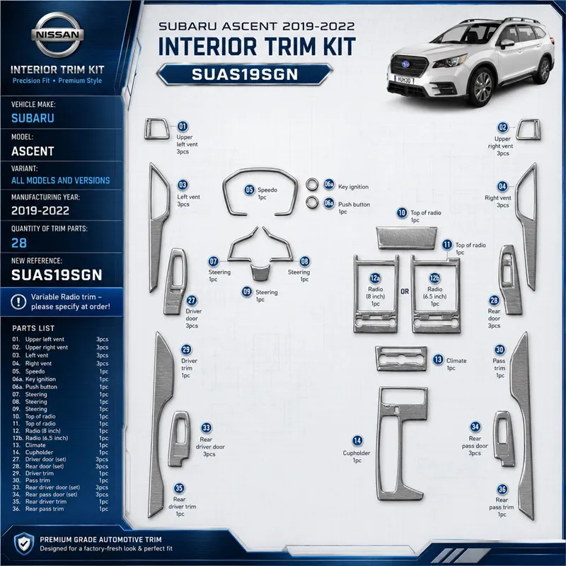 Subaru Ascent 2019-2022 3D Cockpit Dekor Interieurleisten Set 28-teilig