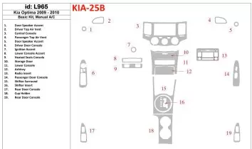 KIA Optima 2009-2010 Grundset, Manual Gearbox AC BD innenausstattung armaturendekor cockpit dekor