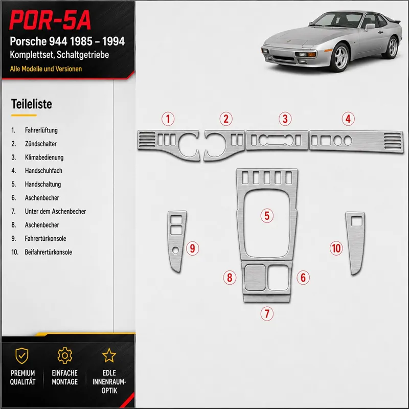 Porsche 944 1985-1994 3D Cockpit Dekor Interieurleisten Set Full Set / as shown in product diagram-teilig