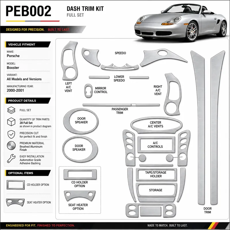 Porsche Boxster 2000-2001 3D Cockpit Dekor Interieurleisten Set Full Set / as shown in product diagram-teilig