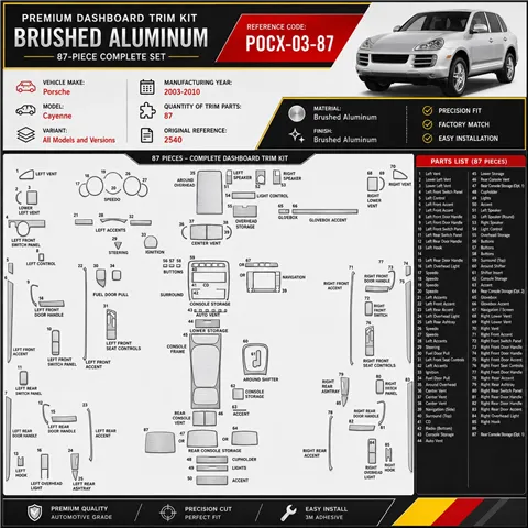 Porsche Cayenne 2003-2010 3D Cockpit Dekor Interieurleisten Set 87-teilig
