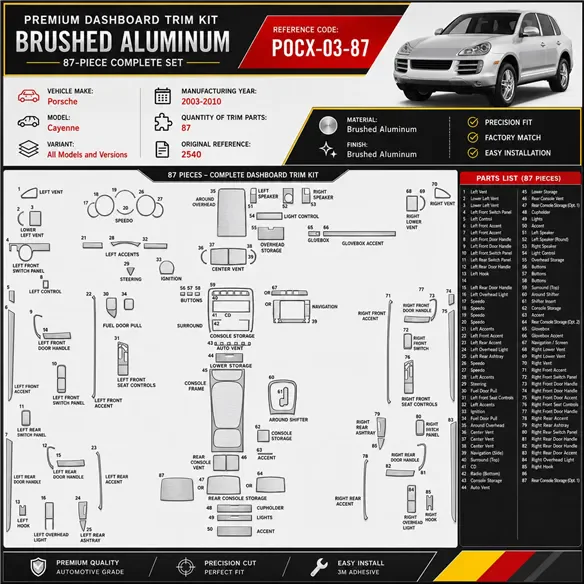 Porsche Cayenne 2003-2010 3D Cockpit Dekor Interieurleisten Set 87-teilig