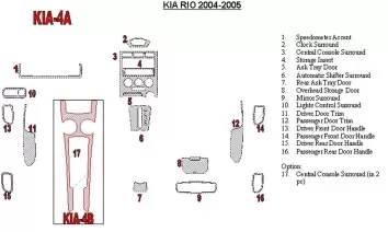 Kia Rio 2004-2005 Voll Satz BD innenausstattung armaturendekor cockpit dekor - 1- Cockpit Dekor Innenraum