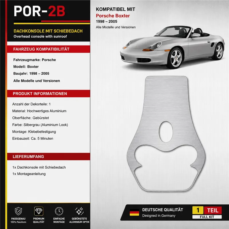 Porsche Boxter 1998-heute 3D Cockpit Dekor Interieurleisten Set As shown in product diagram-teilig